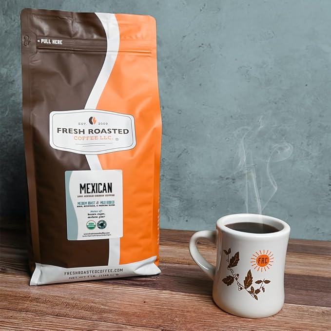 Fresh Roasted Coffee, Organic Mexican | Mold & Myco 3rd Party Tested, USDA Organic, Kosher | Medium Roast 5 lb (80 oz) Ground