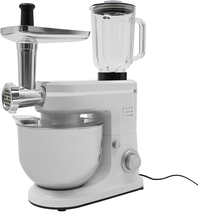 Food Processor, 700W Electric Chopper with Meat Grinder & Veggie Chopper, 6+1 Speed, 6.34QT Bowl (White)