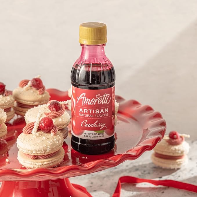Amoretti - Natural Cranberry Artisan Flavor Paste, 8 oz, Perfect For Ice Cream, Beverages, Cakes, and more, Preservative Free, Vegan, Gluten Free, No Artificial Sweeteners, Highly Concentrated