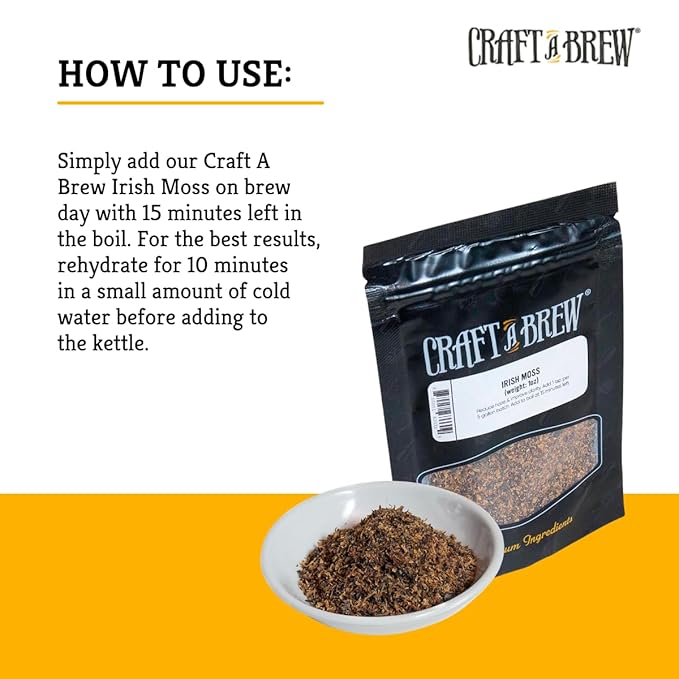 Craft A Brew - Irish Moss - For Beer Brewing - Helps Brew Clearer Beer - Clarifier For Home Brewing - 1 oz Package