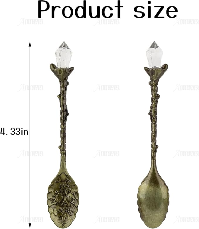 AUEAR, 25 Pack Retro Crystal Coffee Spoons Antique Tea Carved Spoon for Cafe Tableware