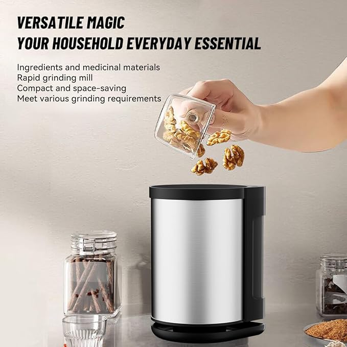 Professional Coffee Bean Grinder and Nut Grinder featuring Double Stainless Blades & Motor Protection Design, Perfect for Enthusiasts Grinding Espresso and Ingredients