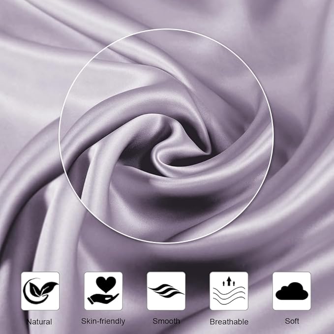 Ravmix Silk Pillow Cases with Zipper, 21momme Mulberry Silk Pillowcase for Hair Skin Health, Soft Smooth Breathable Cool Pillow Cover for Beauty Sleep with Gift Box 1PC(Queen 20"x30", Lilac)