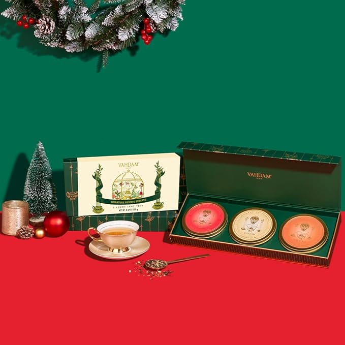 VAHDAM, Chai Tea Gift Set - Oprah's Favorite Chai Loose Leaf Tea in Tin Caddy Gift Box | Exotic Chai Tea Blends | Gluten Free, Non GMO | Christmas Tea Gifts