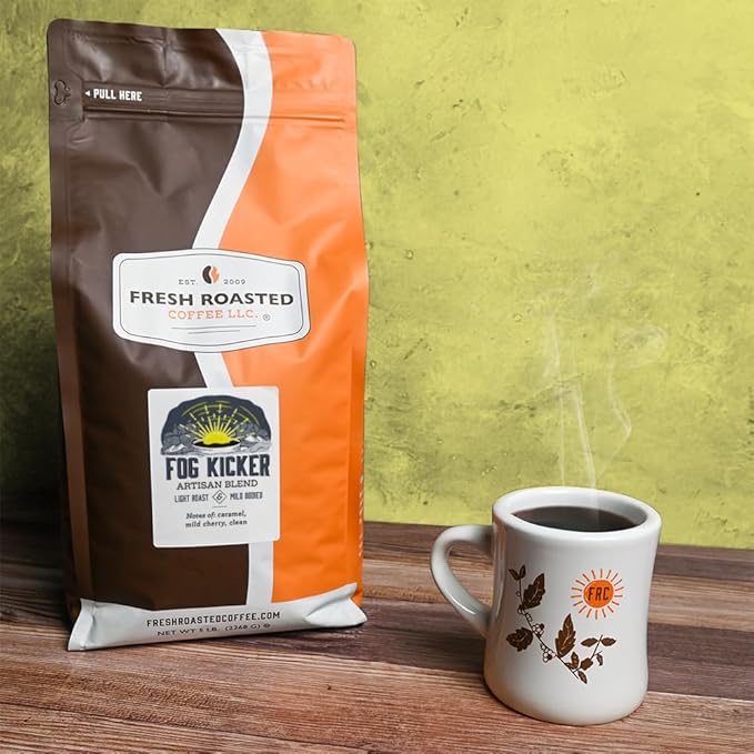 Fresh Roasted Coffee, Fog Kicker, 5 lb (80 oz), Light Roast, Kosher, Whole Bean