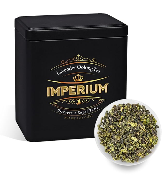 Imperium Lavender Oolong Tea Loose Leaf (4oz), Hand-Picked Premium Oolong, Brews 100 Cups, Naturally Calming Beverage, Fragrant Floral Notes, Smooth Aroma, Delicate Sweetness and Long Relaxing Finish