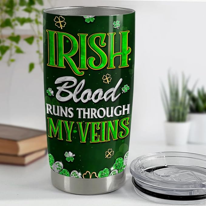 SANDJEST Irish Tumbler 20oz Celtic Cross Stainless Steel Tumbler with Lid Gift for Women Birthday Christmas