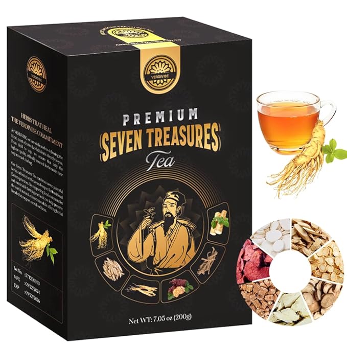Premium Ginseng Kidney Liver Tea - 7 Treasures Traditional Tea for Men’s & Women’s Daily – 20 Bags/Box (20, Gingseng)