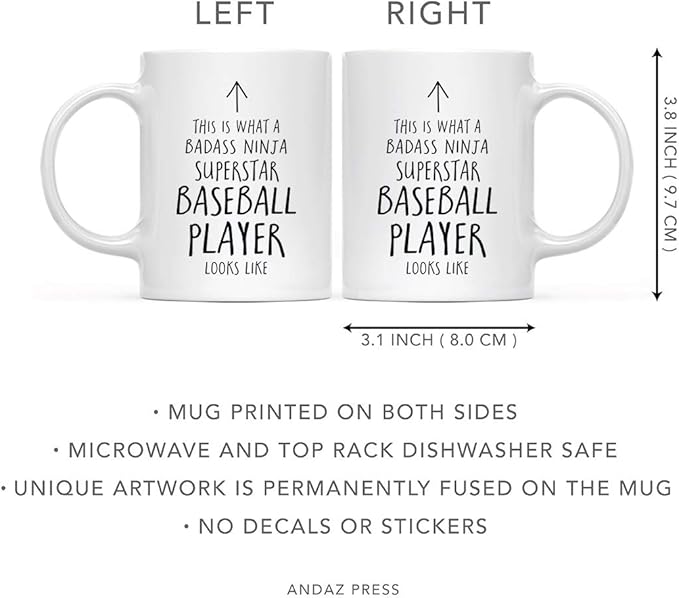 Andaz Press Funny 11oz. Ceramic Coffee Tea Mug Gift, This is What a Badass Ninja Superstar Baseball Player Looks Like, 1-Pack, Birthday Christmas Gift Ideas Coworker
