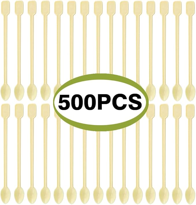 Coffee Spoon 500 PCS Disposable Tiny Coffee Tea Spoon Beige Plastic Stir Cocktail Sticks Mini Tea Stirrer