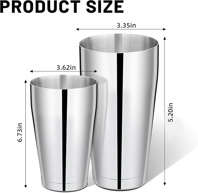 8 Pcs Cocktail Shaker Boston Shaker Set Professional Bartender Kit Bar Stainless Steel Drink Shaker Bartending Martini Tin with 18oz & 28oz Mixed Alcohol Tool for Beginner(Silver)