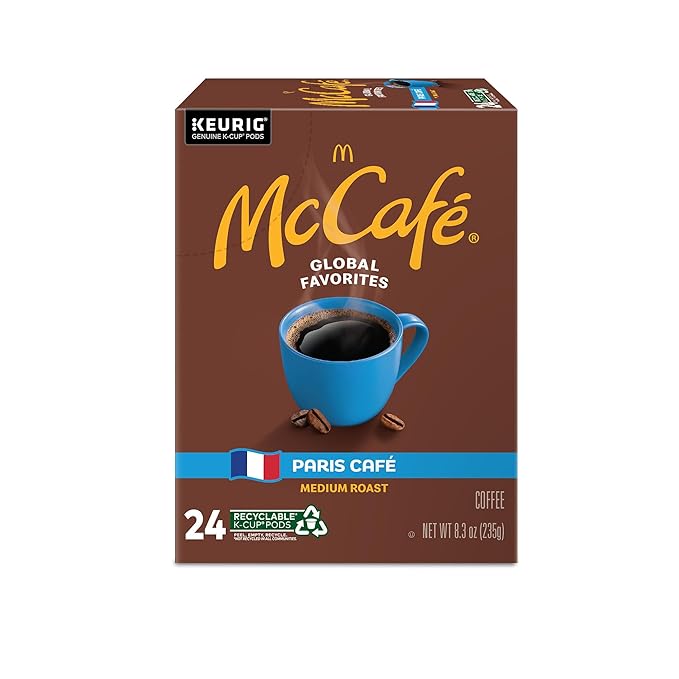 McCafe Paris Café, Single Serve Coffee Keurig K-Cup Pods, Medium Roast Coffee, 96 Count (4 Packs of 24)