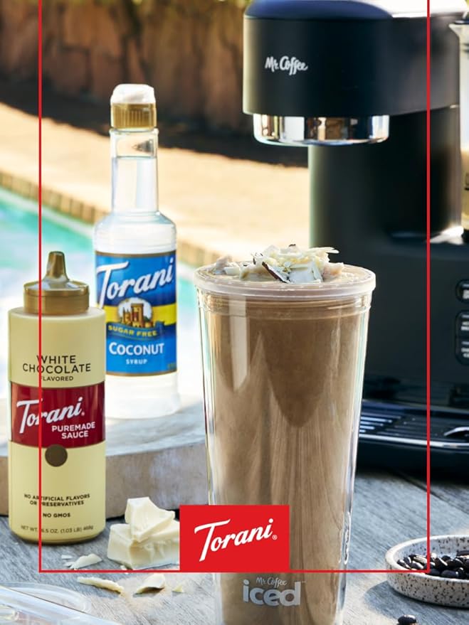 Torani Sugar Free Coffee Syrup, Coconut Flavored Syrup for Drinks, Zero Calorie, Pump Included, 25.4 Fl Oz