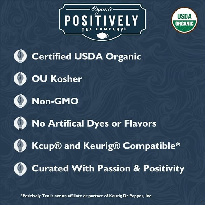 Organic Positively Tea Company, Mango Tango Black Tea, K-Cup Compatible, 96 Pods