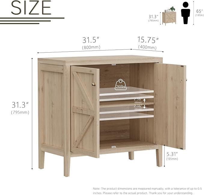 Wood Sideboard Buffet Cabinet with Doors - Farmhouse Kitchen Storage Cabinet, Coffee Bar Console Table with Adjustable Shelves, Buffet Table for Living Room, Hallway (White Oak, 2 PCS)
