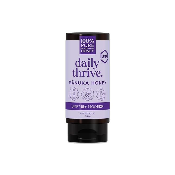 100% Pure New Zealand UMF 15+ MGO 512+ Manuka Honey Squeeze Bottle Raw & Unfiltered Certified Award Winning Silky Smooth Taste & Texture 12 Oz