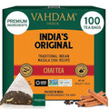 VAHDAM, India's Original Masala Chai Tea Bags (100 Count) No Added Flavoring | Blended w/Exotic Spices | Whole Leaf Tea Bags | Resealable Ziplock Pouch
