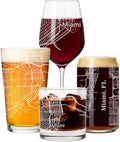 Blue Ridge Mountain Gifts - Miami Souvenir - Florida Glassware Gift, Etched City Map, Laser Engraved and Dishwasher Safe