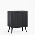 Sideboard Buffet Cabinet with Storage, Modern Fluted Accent Credenza with 2 Doors, Buffet Table Media Console Cabinet Entryway Cabinets for Living Room Kitchen Dining Room Hallway, Black