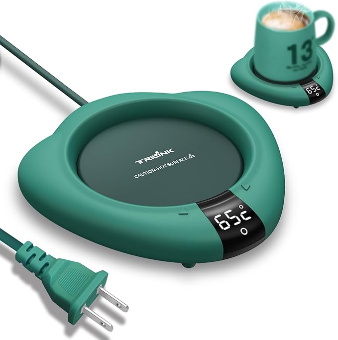 Coffee Mug Warmer for Desk, Cup Warmer with Auto Shut Off, Mug Warmer Plate for Coffee, Milk, Tea, Beverage - Mug Heater for Travel, Home and Office (Green)