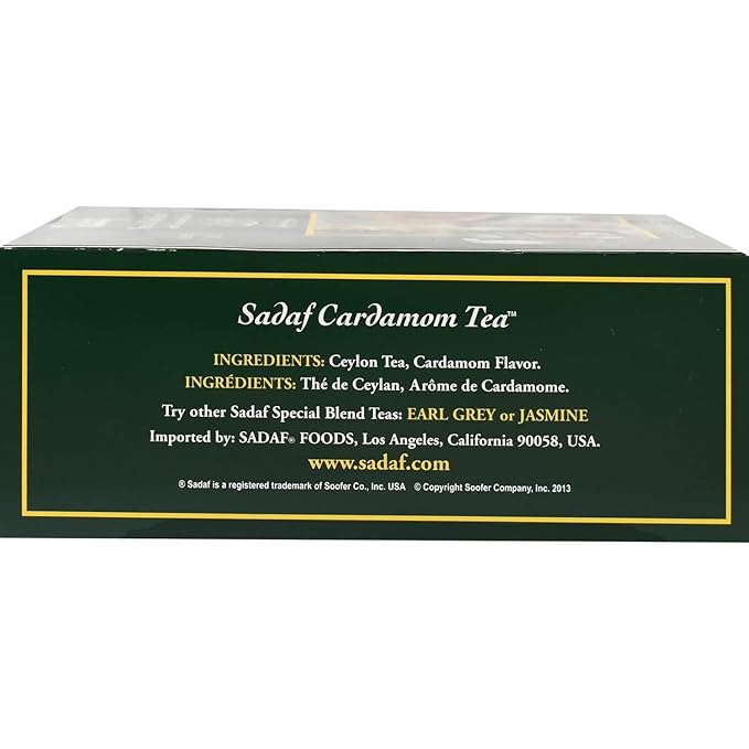 Sadaf Cardamom Tea Bags | Special Blend Cardamom Ceylon Black Tea | Quicktea Product harvested in Sri Lanka | 100 bags (Pack of 2)