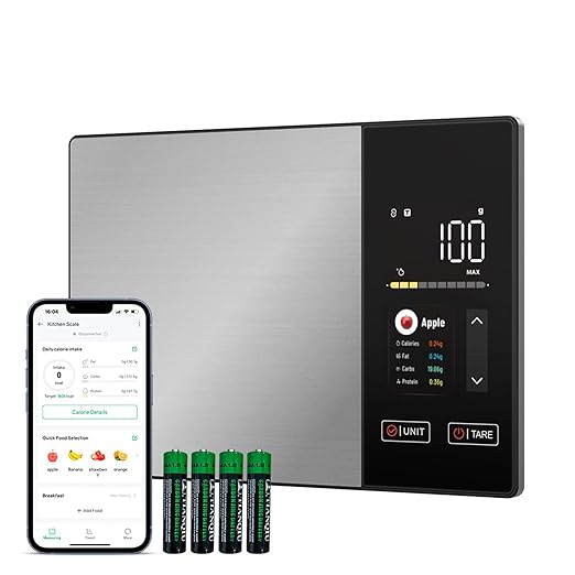 Smart Nutrition Food Scale with App Sync, Tracks 23 Nutrients (Calories Carbs Protein Fat), Digital Kitchen Scale for Weight Loss & Meal Prep, with High-Definition Touch Color Display Screen