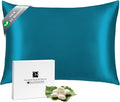 Ravmix Silk Pillow Cases with Zipper, 21momme Mulberry Silk Pillowcase for Hair Skin Health, Soft Smooth Breathable Cool Pillow Cover for Beauty Sleep with Gift Box 1PC(Standard 20"x26", Peacock Blue)
