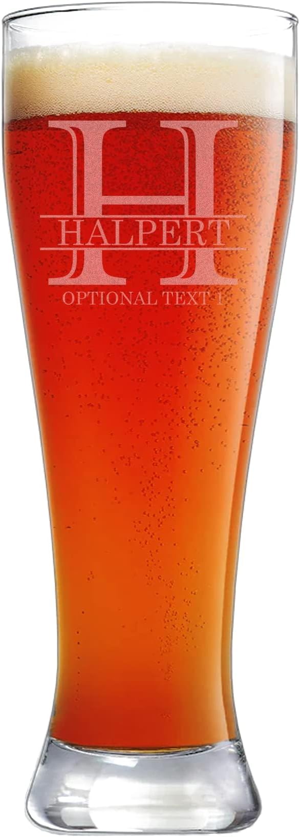 Personalized Etched 23oz Pilsner Beer Glass - Custom Engraved Christmas Gifts for Men, Dad Drinking Birthday Glasses, Gifts for Him, Halpert Monogram