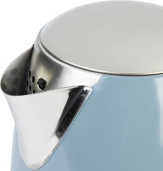 Haden Brighton Electric Kettle, Cordless 1.7 Liter Hot Water Boiler with Chrome Accents, Retro Style, and Auto Shut Off, Sky Blue