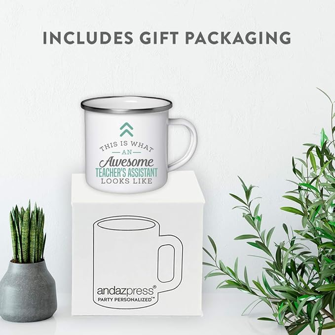 Andaz Press 11oz. Stainless Steel Campfire Coffee Mug, This Is What an Awesome Teacher's Assistant Looks Like, 1-Pack, Birthday Gift Ideas for Coworker, Includes Gift Box