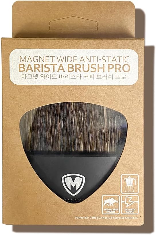 Magnet Barista Brush Pro – Espresso Machine & Coffee Grinder Cleaning Brush with Anti Static Handle, Natural Boar Bristles, Anti-Static, Magnetic Storage, Professional Barista Tool