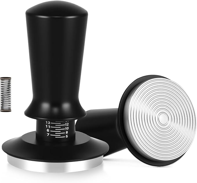 58MM Espresso Tamper - Professional Coffee Press with Non-Slip Base, Calibrated Pressure, Ergonomic Handle for Barista & Home Brewing (Black)