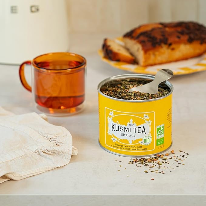 Kusmi Tea - BB Detox - Iconic Detox Tea - 100% Organic - Blend of Green Tea, Mate & Grapefruit - Organic Flavored Yerba Mate Tea - Loose Leaf - Tin Box of 3.5 oz - Quantity for about 50 cups