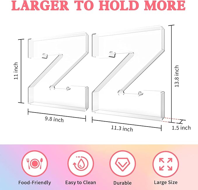 13.8" Acrylic Letter Charcuterie Tray, Charcuterie Letters Fillable Box for Food, Reusable Serving Cake Candy Dish Display Tray for Birthday Anniversary Party Decoration (Letter Z)
