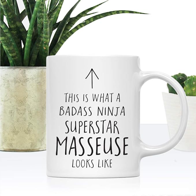 Andaz Press Funny 11oz. Ceramic Coffee Tea Mug Gift, This is What a Badass Ninja Superstar Masseuse Looks Like, 1-Pack, Birthday Christmas Gift Ideas Coworker