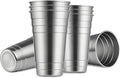 MEWAY Premium Stainless Steel Cups 24 oz Pint Cup Tumbler (8 Pack) - Premium Metal Cups - Stackable Durable Cup，Chilling Beer Glasses, for Travel, Outdoor, Camping, Everyday