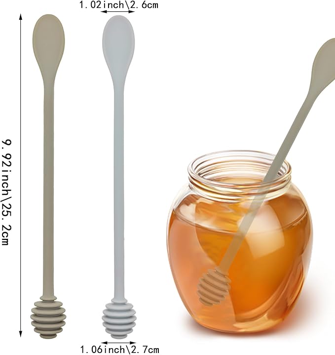 2 PACK Syrup Dipper Honey Dipper Stick Silicone, Long Handle Syrup Dipper Stick, Honey Mixing Stirrer Spoon, Honey Wand for Honey Jar Dispense Drizzle Honey, and Wedding Party Favors Gift