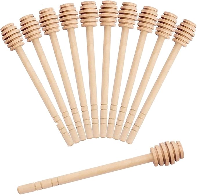 100Pcs 4inch Honey Dipper Sticks - Wooden Honey Dipper, 4 Inch Mini Honeycomb Stick, Honey Stirrer Stick for Honey Jar Dispense Drizzle Honey and Wedding Party Present