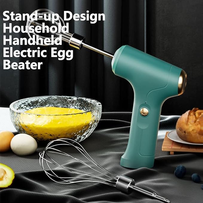 SEIWEI Electric Handheld Mixer with 2 Stirring Rods Household Electric Egg Beater 3 Speed Modes for Whipping Mixing Pudding Cookies Cakes Batters USB Rechargeable