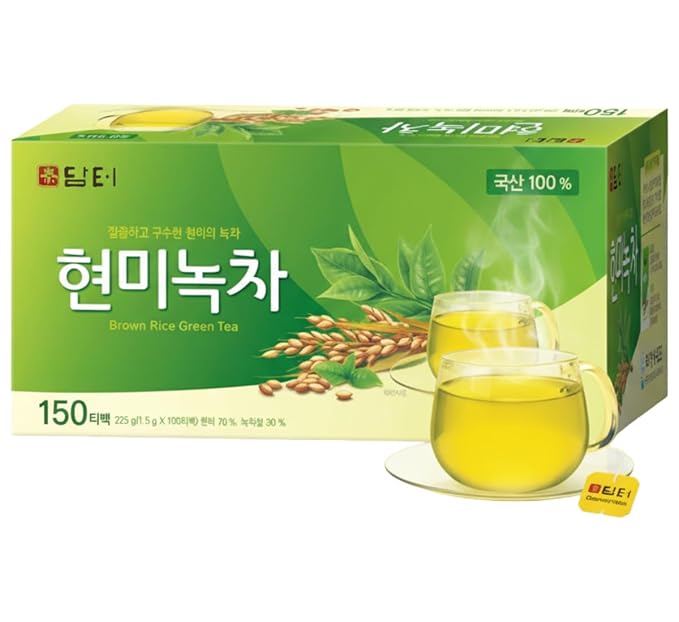Damtuh Korean Brown Rice Green Tea – Roasted Genmaicha Blend, Nutty & Refreshing Flavor, 150 Tea Bags (1.5g each)