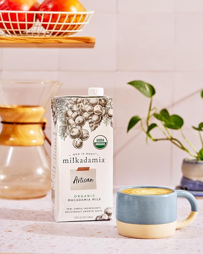 Milkadamia Organic Artisan Macadamia Milk, Non-Dairy, Plant Based, Vegan, Gluten Free, 32 Fluid Ounce (Pack of 6)
