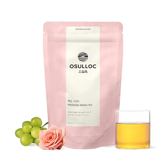 Osulloc Wedding Green Tea (Floral & Sweet Muscat Scent) | Sweet Fruit Tea | 20 Pyramid Tea Bags, 1.41oz