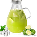Glass Pitcher With Lid, 128 oz Glass Water Pitcher For Fridge, 1 Gallon glass Pitchers With Handle And Lid, Hot and Cold Beverages Tea pitcher, Jug, Carafe, Juice Coffee Milk pitchers