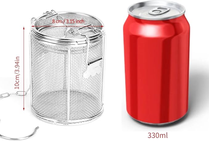 AUNMAS Stainless Steel Seasoning Strainer, Tea Strainer Infuser with Chain, Soup Seasonings Seperation Basket Filter Tea Steeper for Brew Tea