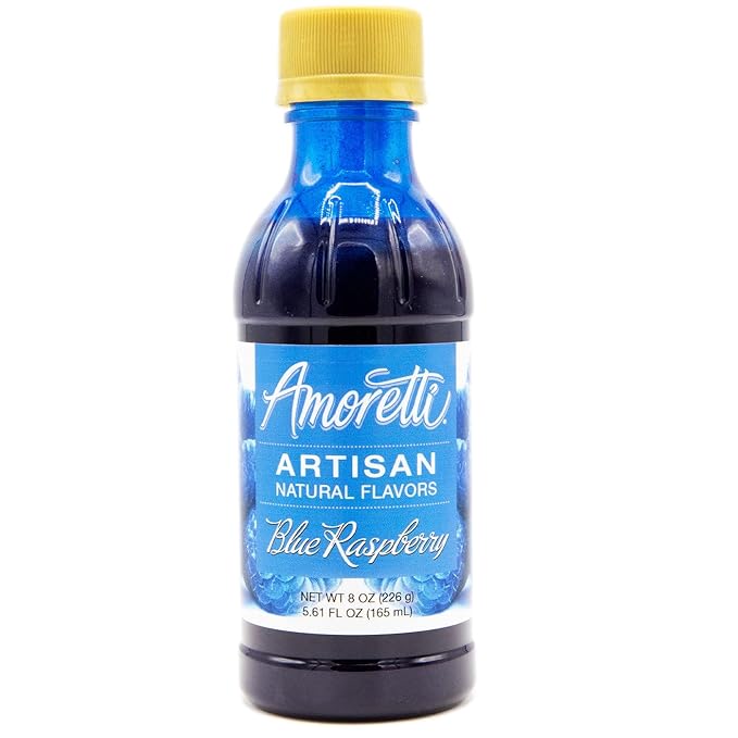 Amoretti - Natural Blue Raspberry Artisan Flavor Paste, 8 oz, Perfect For Ice Cream, Beverages, Cakes, and more, Preservative Free, Vegan, Gluten Free, No Artificial Sweeteners, Highly Concentrated