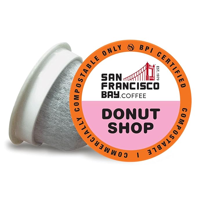 San Francisco Bay Compostable Coffee Pods - Donut Shop (12 Ct) K Cup Compatible including Keurig 2.0, Light Roast