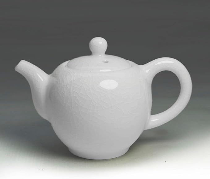 Liang baobao Porcelain Teapot, 10oz Tea Pot Small Teapot Chinese Tradition Ice Crack Glaze Ceramic Tea kettle (White)