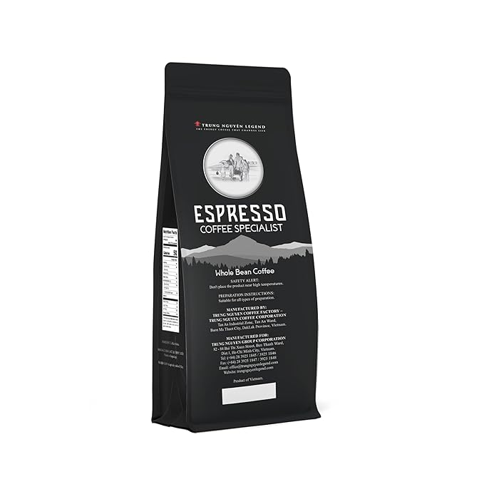 TRUNG NGUYEN LEGEND Espresso Specialist Arabica Coffee Bean - Bag 17.6 Oz/500gr, Light Roast, Whole Beans, Full Coffee Beans, Smooth and Balanced Taste