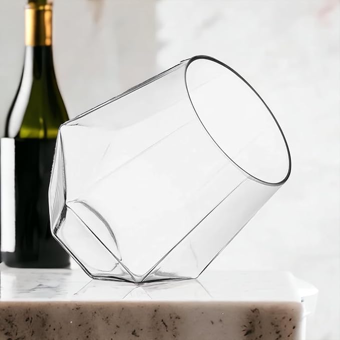 Oojami 40 count Diamond Unbreakable Stemless Plastic Wine Champagne Whiskey Glasses Elegant Durable Disposable Indoor Outdoor Ideal for Home, Office, Bars, Wedding, 12 Ounce Cups (Clear)