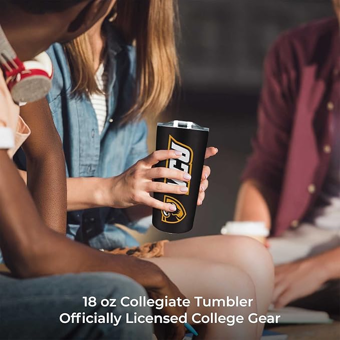 Campus Colors NCAA Stainless Steel Tumbler perfect for Gameday - 18 oz - Double Walled - Keeps Drinks Perfectly Insulated (VCU Rams - Black)